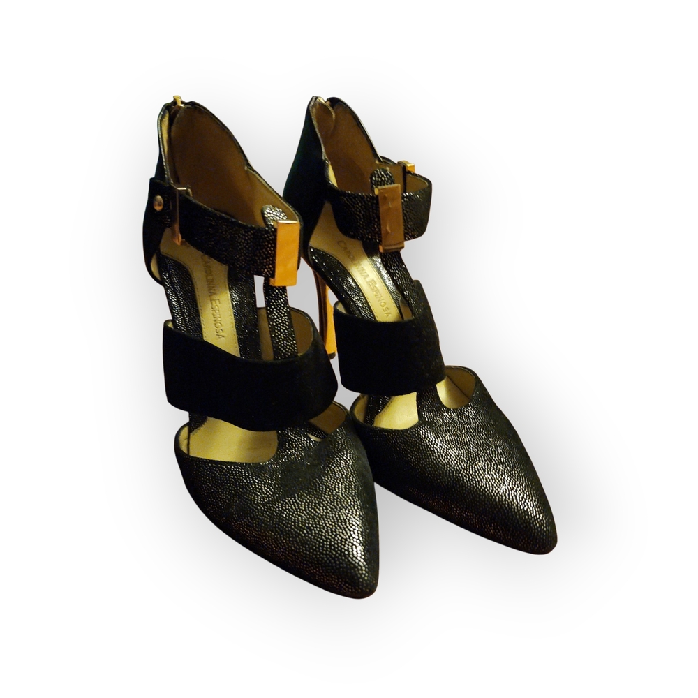 Chic Black and Gold Women's Heels